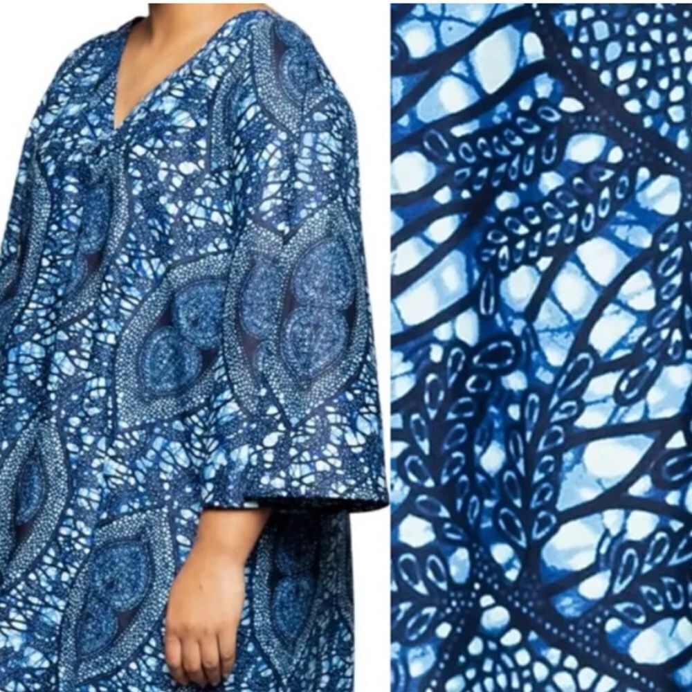 THE OULA COMPANY | Pullover Indigo Blue Print Oversized Dress Women’s One Size